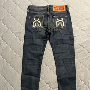 Womens XS Bape shark logo pocket jeans